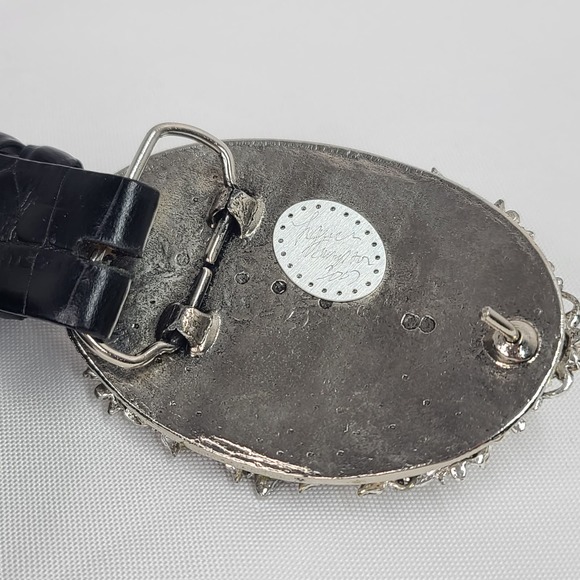 Cowgirl Belt Rhinestone Buckle 36 Black Calfskin Leather Western Lauren Hampton main image 5
